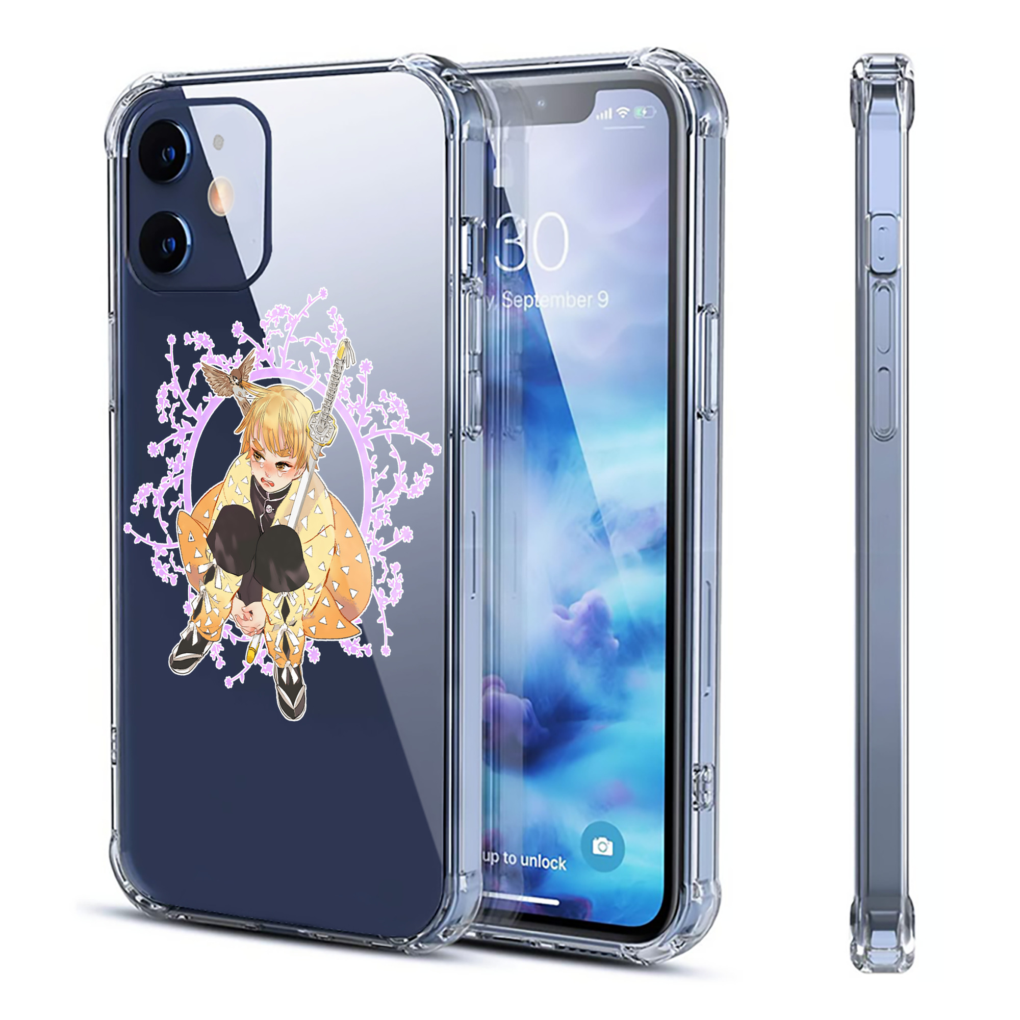 （画像用） 鬼滅の刃（きめつのやいば）我妻 善逸／あがつま ぜんいつ Agatsuma Zenitsu 【iPhone 12シリーズ対応】透明スマホケース（クリアソフトケース）